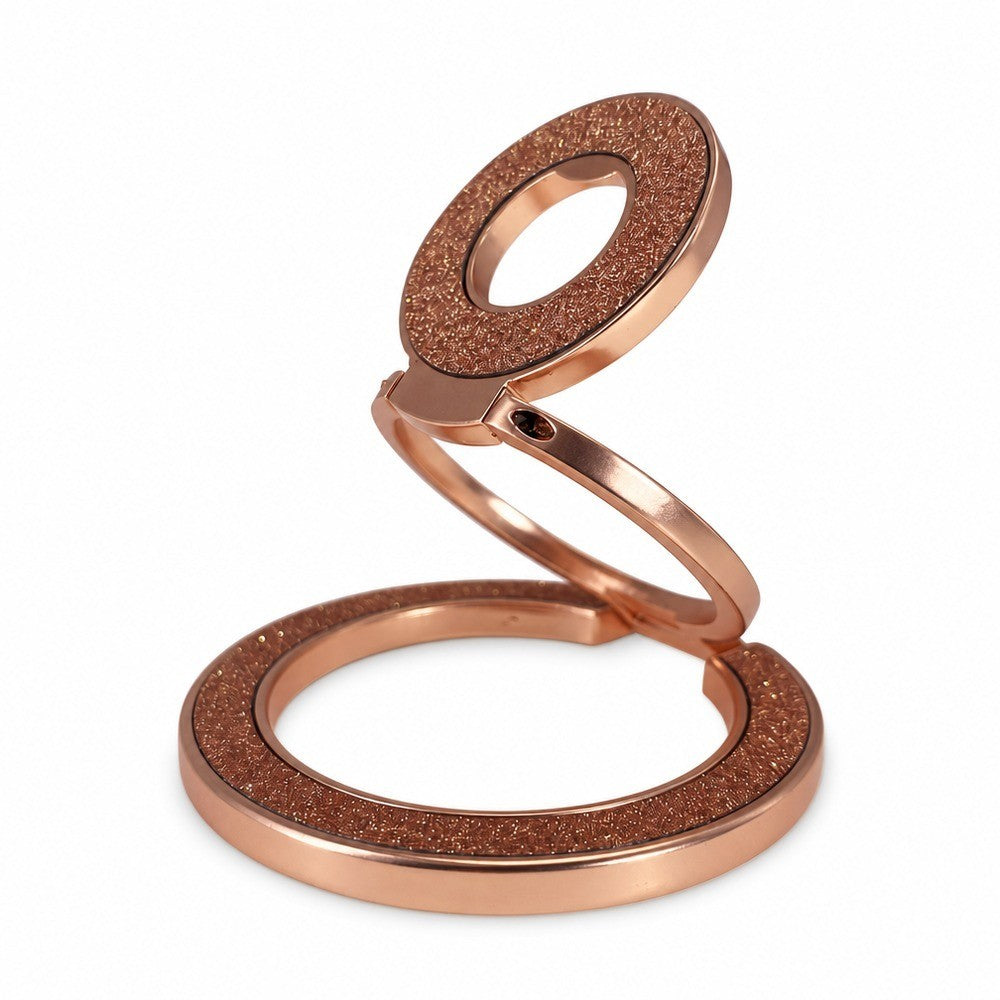 Zore Paris M102 Glitter Magnetik Ring Standlı Simli Telefon Tutucu Rose Gold