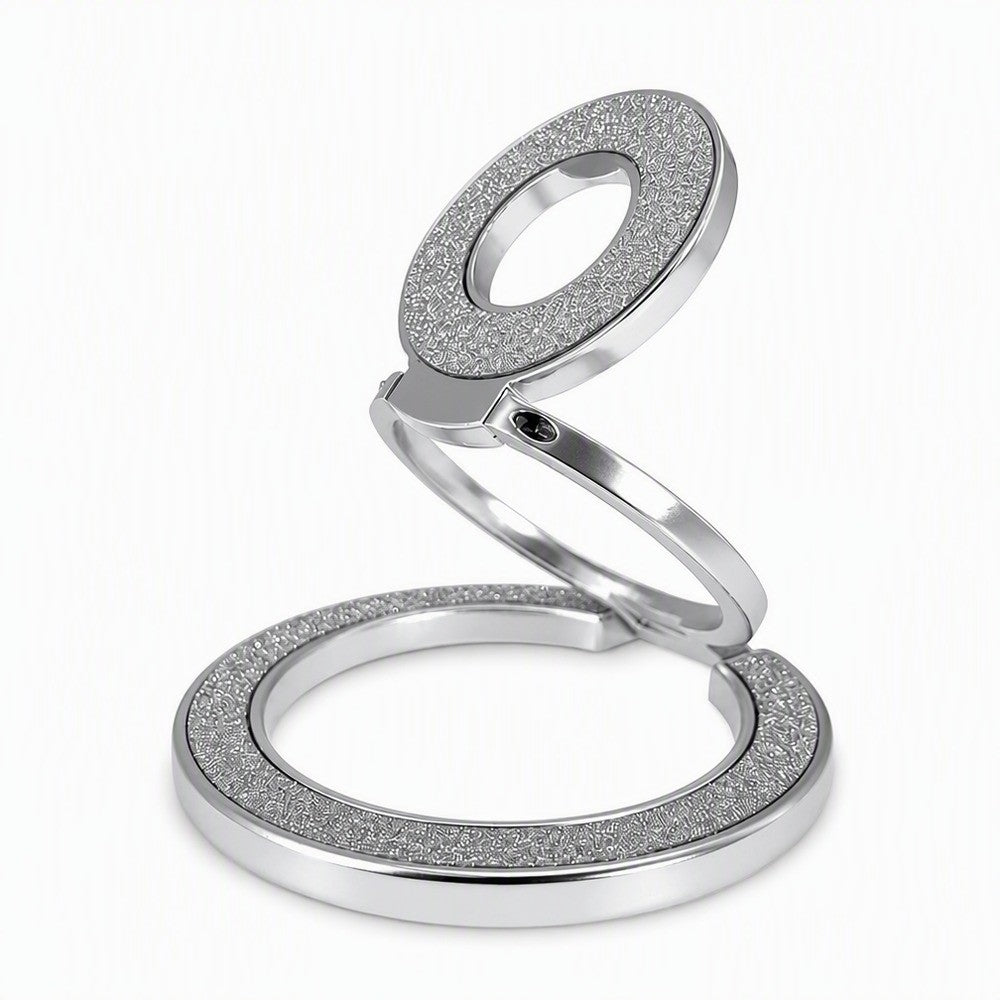 Zore Paris M102 Glitter Magnetik Ring Standlı Simli Telefon Tutucu Gümüş